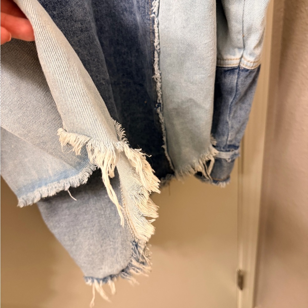 Pol Patchwork Denim Oversized Shacket Size L - image 7